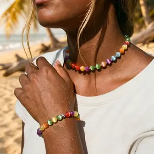 Rainbow Beaded Bracelet - Sun UV Reactive Bracelet for Couple - Color Changing Bracelets - Boho Style Dopamine Summer Jewelry