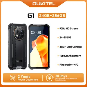 OUKITEL G1 Rugged Smartphone Unlocked, 24GB RAM + 256GB ROM (1TB Expandable), 10600mAh Battery, IP68/IP69K Waterproof Phone, 48MP Camera, 6.52'' HD Display, NFC, Dual SIM, Android 14