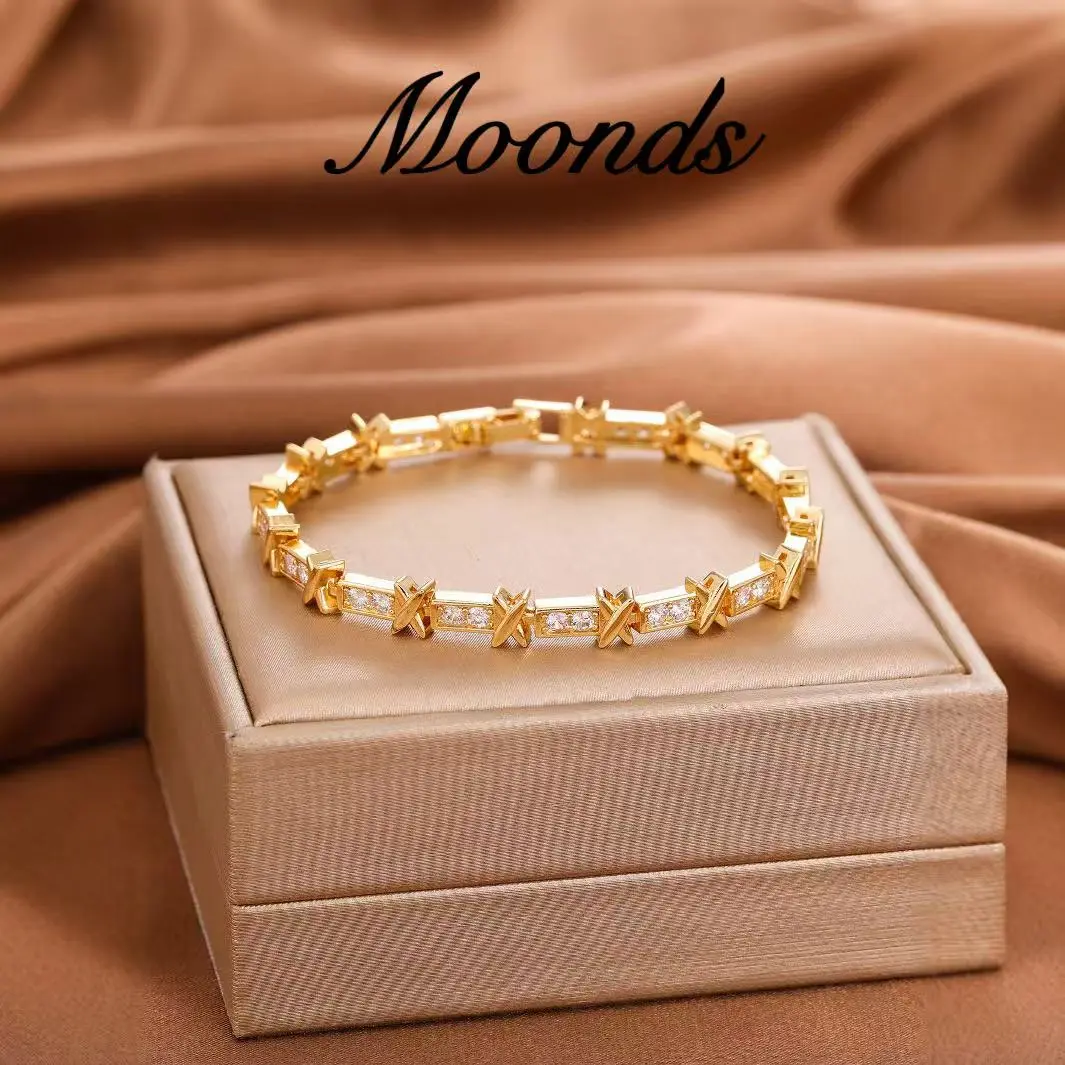 14K gold Diamond bracelet X bracelet, light luxury gold bracelet, women's bracelet,accessories for women, women's jewelry, Valentine's Day gift