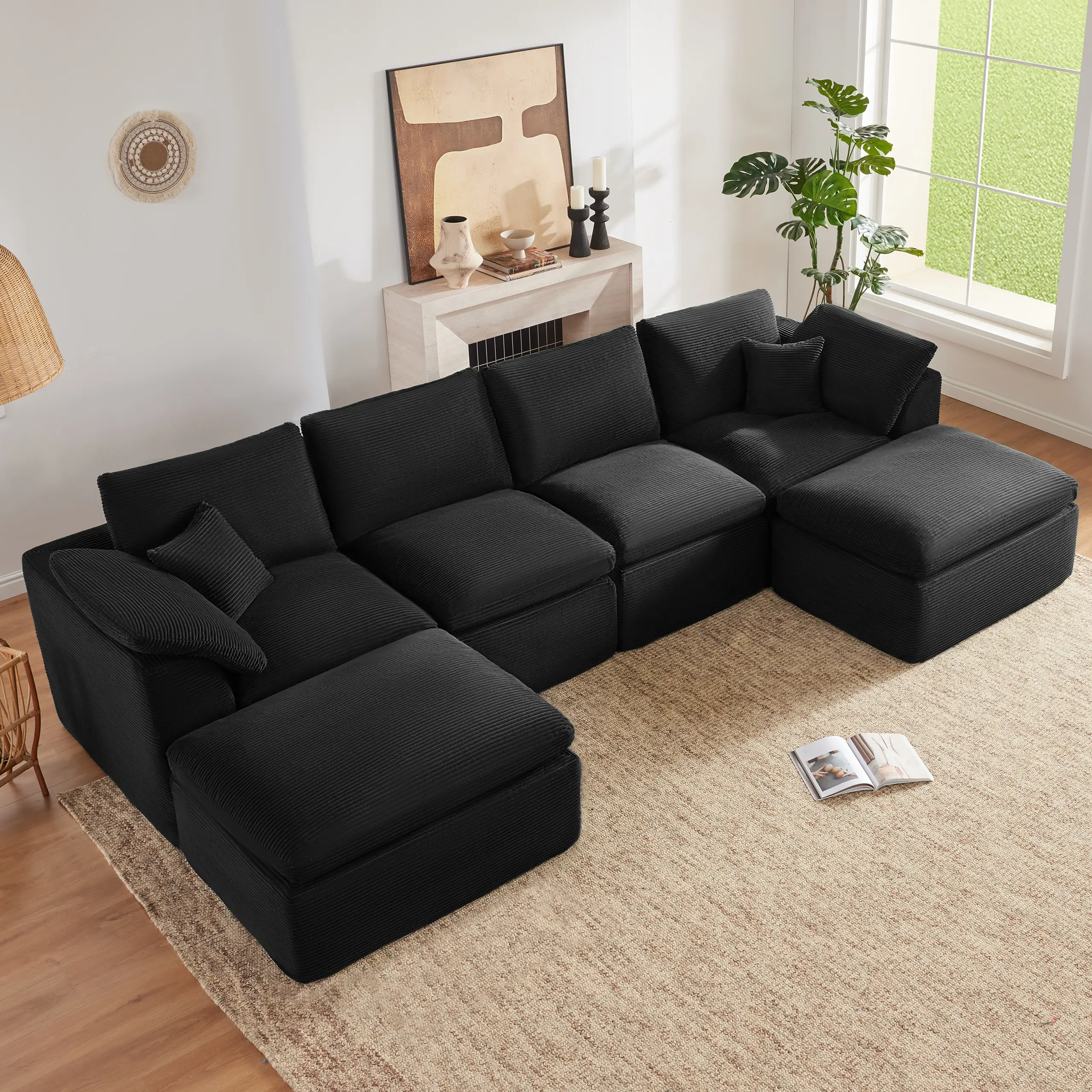 Black-4Seats+2Ottomans