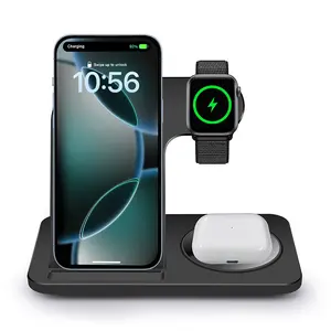 Wireless Charger Station for Apple Devices, Foldable 3 in 1 Fast Charging Station Stand Dock for iPhone 17 16 15 14 13 12 Pro Max Plus 11 X XS XR 8 & Apple Watch & AirPods