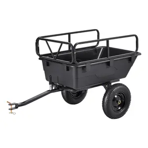 Dump Trailer With 500 Lbs Capacity And 10 Cu. Ft Bed, Tow Behind Plastic Garden ATV Trailer Cart For Lawn Cleanup, Yard Debris Hauling, Outdoor Maintenance, Easy Hitch, Lightweight Yet Durable Construction