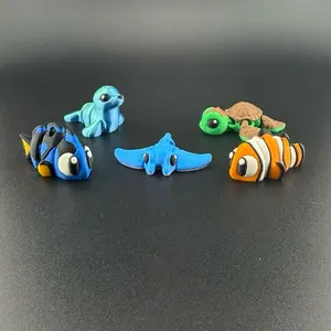 3D Printed Mini Animal Figures Set of 5 Marine Animal Pack #2