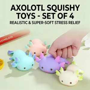 Axolotl Squishy Toys, Sensory Fidget Toys for Stress Relief, Soft Squeeze Toys for Adults & Kids, Unisex Gift for Christmas & Festivals, No Batteries Needed
