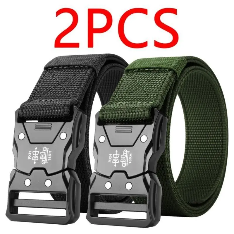 Men's Tactical Belt - Durable Stretchy Nylon Braid, Quick-Release Metal Adjustment Frame Buckle, Adjustable Fit for Outdoor Hunting, Sports - Men's Accessories, Braid-Wrapped Buckled Casual Belts, Gift for Him