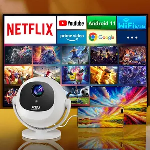 XBJ 4K projector for bedroom ,360° Projection 2.4/5G WiFi Dual Band Wireless 6+ BT6.0 LED 150 Inch Screen Built-in Speaker Multifunctional for Home Cinema & Outdoor Use Summer Essentials Birthday Gift Father's Day Gift