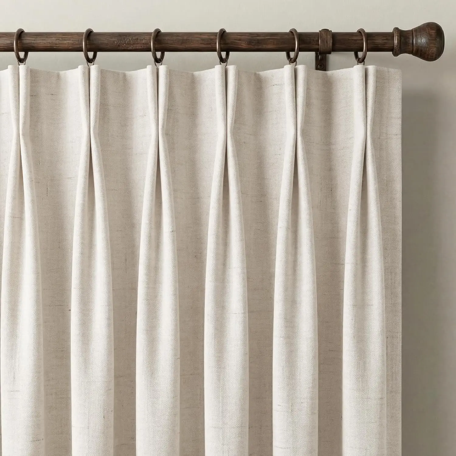 PRO Linen-Blend Pinch Pleated Blackout Curtains, 2-Panel Set (W40 x L84 in) - Synthetic Tab Thermal Drapes with Blackout Technology for Living Room, Bedroom Window Treatments, Neutral