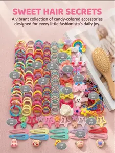 718pcs/Set Girls' Pink Bowknot Cute Cartoon Bowknot Hair Clips, Cute Princess Hair Accessories, High Elastic Durable Non-Damaging Hair Ties, Hair Bands, Rabbit Ear Hair Rings, Versatile Duck Clip Barrettes, Suitable For Daily Use, Hair Accessories Sets
