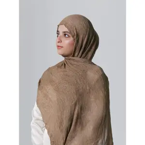 Crinkle Modal Hijab - Dark Beige