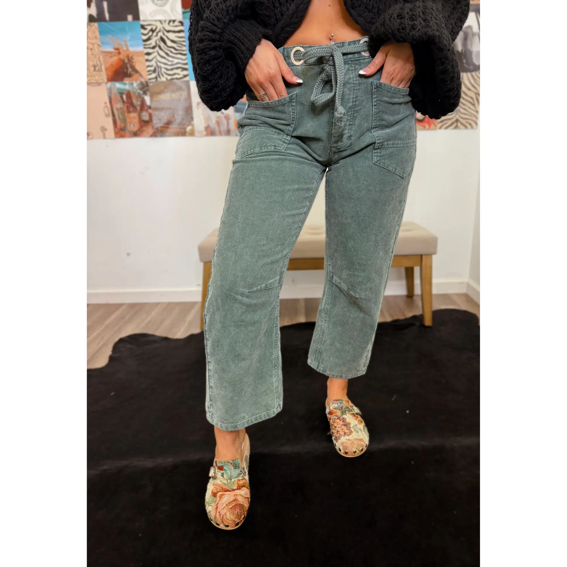 Untamed Teal Corduroy Velvet Pants