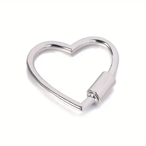 1pc Heart Shape Love Keychain Clips Mini Small Stainless Steel Carabiner Alloy Durable Quick Release Spring Clip for Home Camping Fishing Travel Heart Design Keychain