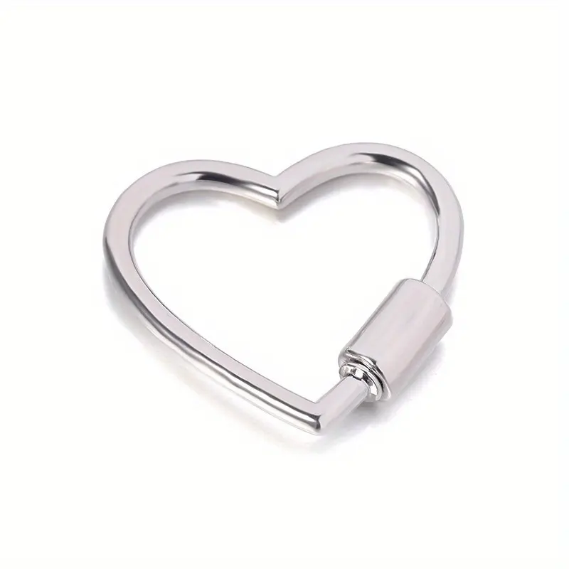 1pc Heart Shape Love Keychain Clips Mini Small Stainless Steel Carabiner Alloy Durable Quick Release Spring Clip for Home Camping Fishing Travel Heart Design Keychain