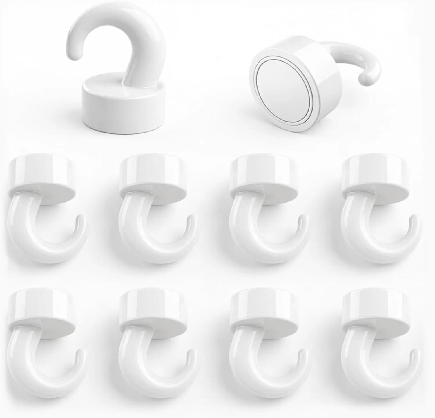 Mini Magnetic Hooks, Space-Saver for Home & Travel | Cruise essentials, Kitchen must-haves, Office Organizer, 0.48in base - 8lbs hold, White, 10/30Pack