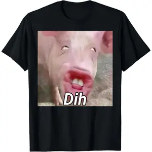 Cotton Graphic Tees Streetwear Gifts  funny dih brainrot gen z humor pork meme dihh meme gen alpha T-Shirt