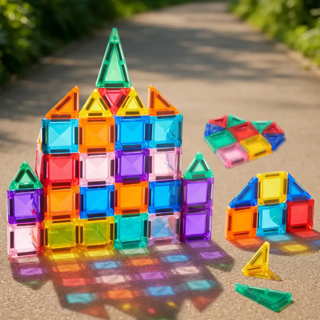 Mini Magnetic Tiles Set 38pcs, Montessori Educational Toy, Stem Learning Kit, Birthday Gift for Kids 3-8 Years, Magnetic Building Blocks