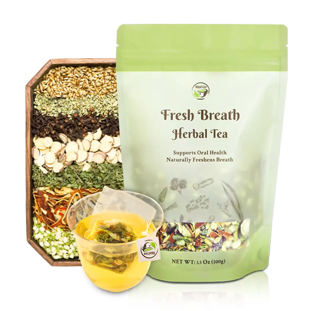 Fresh Breath Herbal Tea – Six Herbal Ingredients for Natural Oral Care & Respiratory Health | Organic, Additive-Free Loose Leaf Tea (100g) Licorice Mint | iTREE · Vital-Tea