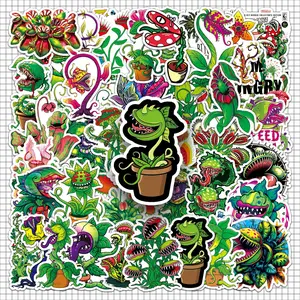 Cartoon Plant Pattern Sticker, 100pcs/set Creative Graffiti Sticker, DIY Decorative Sticker for Phone Case, Water Bottle, Skateboard, Car, Ornaments