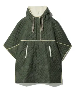 BAPY By A Bathing Ape Quilted Embroidered Flower Green Poncho Size XS