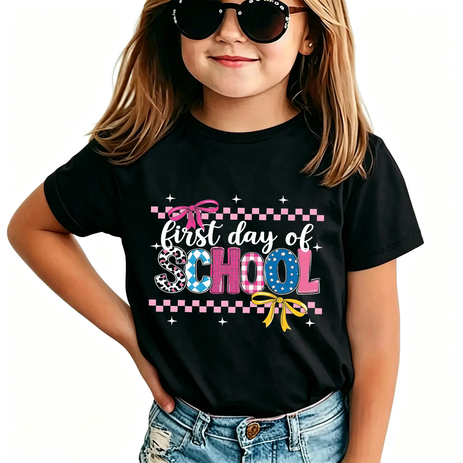 First Day Of School Essential Cotton T-shirt For Boys And Girls Classic Round Neck Comfortable School Outfit