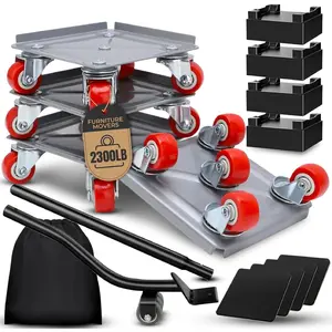 Furniture Moving  Set - Heavy Duty 2300 lb Capacity, 5-Wheel System with Lifter Tool, 360? Swivel Casters, Floor-Safe Design, Includes Gloves & Bag - Move Heavy Items Easily