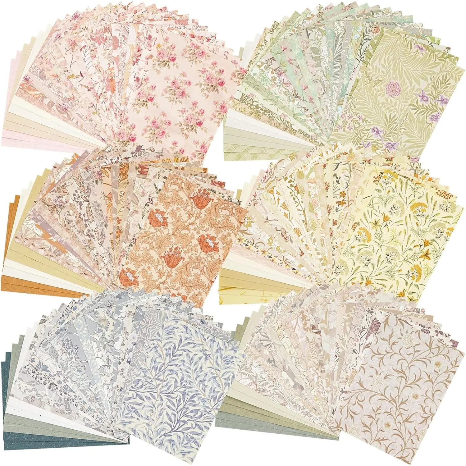 6-Pack Double-Sided Retro Pattern Craft Paper (240Pcs, 4.1x5.8 in) - Vintage Floral, Striped Scrapbooking Supplies for DIY Crafts, Holiday & Birthday Gift Wrapping - Tools & Hardware Power Tool Accessories