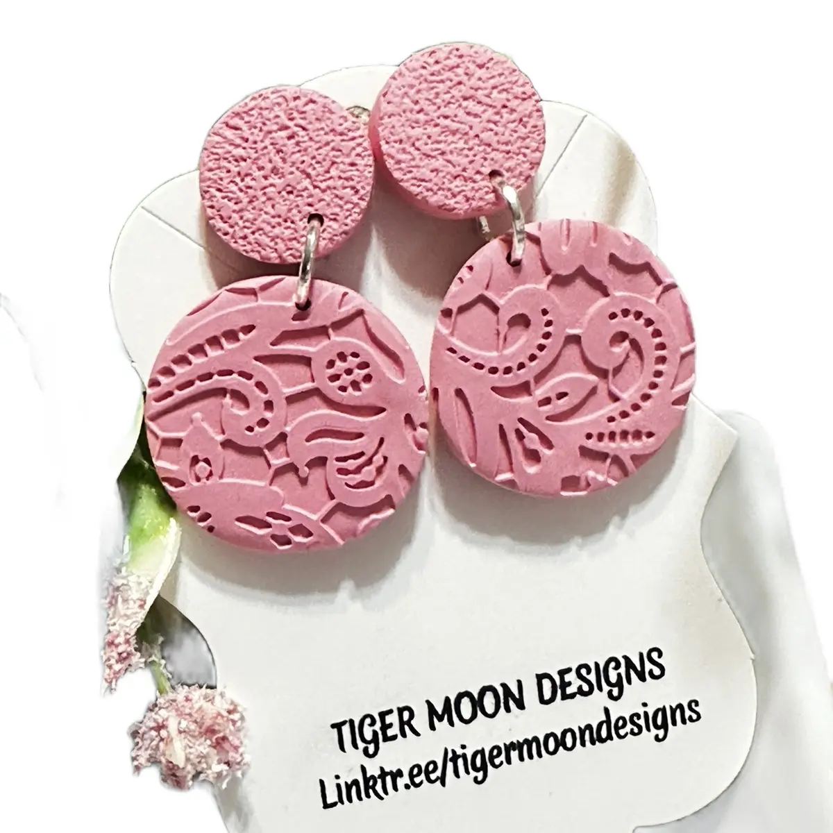 Pink lace earrings