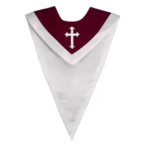IVYROBES Unisex Reversible V Shape Choir Stole with Border & Cross Satin Material High-Quality Matt Finish Versatile for Men and Women