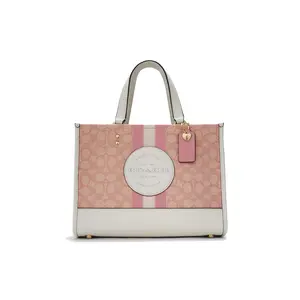 COACH Dempsey 30 Pebble-Print Fabric and Leather Tote Bag for Women in Sakura Pink Quilted Bag Boho Work Bags