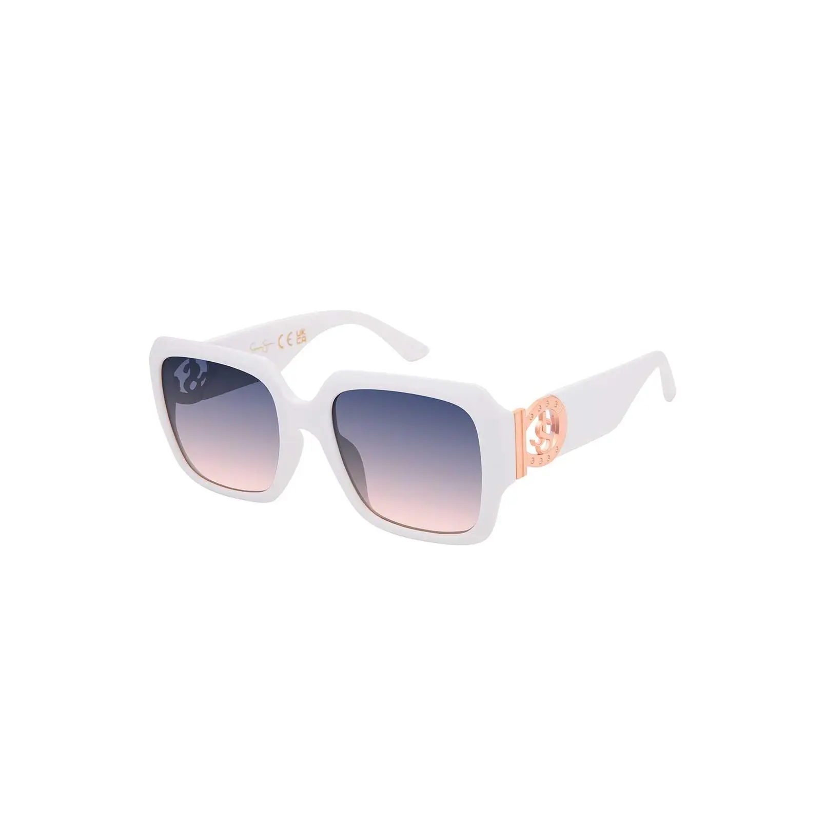 Bold Square Logo Sunglasses in White
