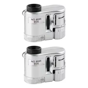 2pcs/Set Portable LED-illuminated handheld magnifying glass, mini pocket microscope, jewelry appraisal, coin and stamp testing tools, high-definition optical lens antique watch repair and testing instruments, Office Stationery Supplies, Office Accessories