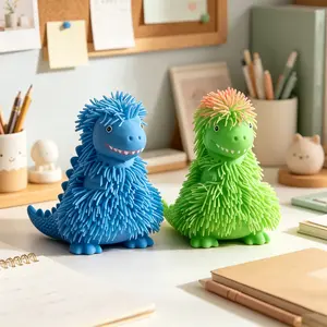 Simulation Elastic Glowing Long Hair Dinosaur Squishy Fidget Toy TPR Material Desk Decor Home Office Party Gift TikTok Viral Kids Adults Gamers Relief Stress Relief Fidget Sensory ASMR Squeeze Kawaii Desk Decor