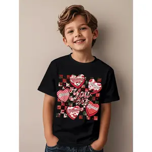 You Are Enough Camo Candy Heart Teacher Valentines Hunting Series Boys And Girls Kids Short Sleeve T-Shirt, Casual Children's Wear, Suitable for Birthday Gifts, Daily Wear