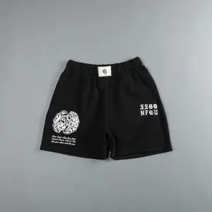 Darcsport Wolf Head Shorts Fitness Sports Five-Point Shorts Summer Men's Casual Loose Large Print Cotton Terry