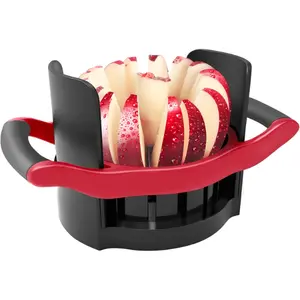 Apple Slicer and Corer, [Large Size] 16-Blade Heavy Duty Apple Cutter with Base, [Upgraded] Cut Apples All The Way Through, Stainless Steel Ultra-Sharp Blade, Fruit & Vegetable Divider, Red
