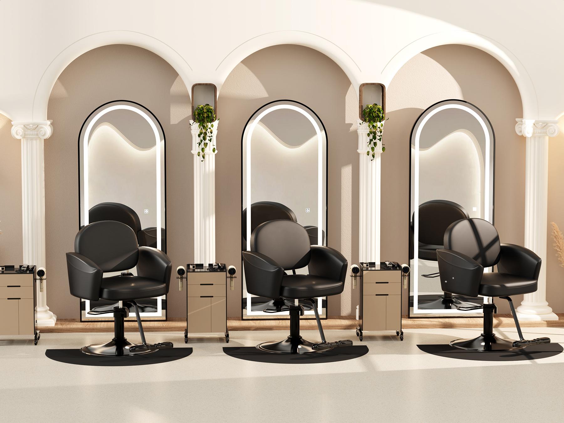 Baasha Luxury Black & Gold Salon Chair | Upgraded High-Resiliency Comfort Cushion | 360° Swivel & Hydraulic Height Adjustable | Scratch-Resistant PU Leather | Heavy Duty Metal Base Professional Styling Chair for Hair Stylists & Beauty Salons