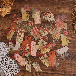 180Pcs Die Cut Gold Foil Floral Stickers, Transparent Aesthetics Sticker Set Vintage Flower Decals for Scrapbooking Card Making Journaling Paper Crafting