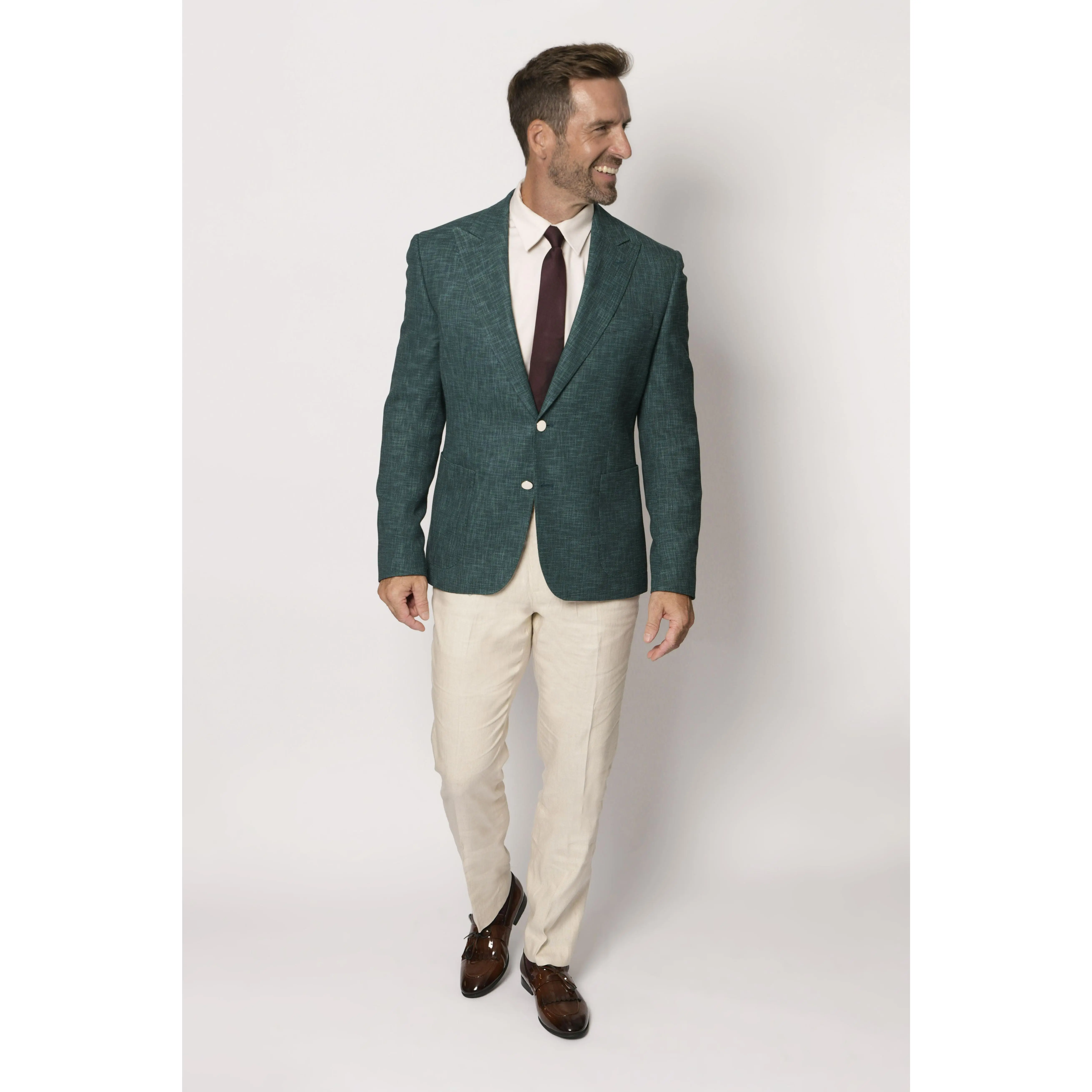 Dark Teal Zignone Wool Men's Slim Fit Italian Blazer