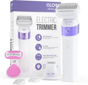 Olov Women Bikini Trimmer IPX7 Waterproof Rechargeable Electric Shaver with LED Light for Wet Dry Use