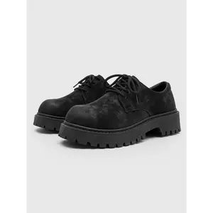 Men's Fashion Street Style Low-Top Derby Shoes, Thick Sole Height Increasing Vintage Boots, Casual All-Match Footwear