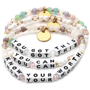 FHSY SHOP 3-Pack Inspirational Beaded Bracelet Set "You Got This" Positive Affirmation Jewelry for Daily Encouragement & Self-Love