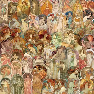 Vintage Pattern Sticker, 60/1200pcs Waterproof Self Adhesive Decor Paper, Decor Sticker for Gift Greeting Card Water Bottle Laptop Phone, Ornaments, Adhesive Stickers