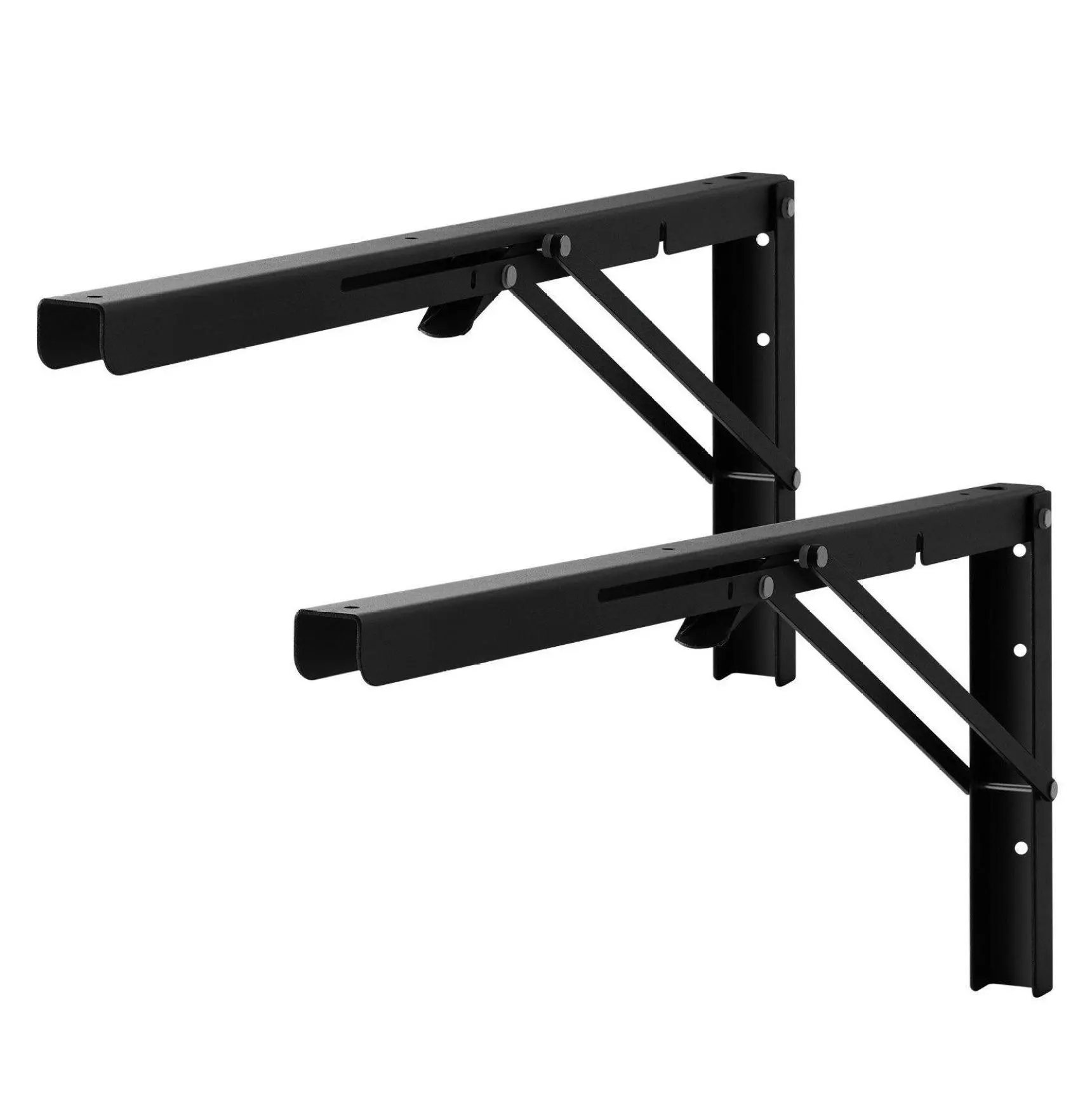 Floating Shelves Brackets 2 Pcs, 24 Inch Heavy Duty L Brackets, 5mm Steel Shelf Supports, Matte Black, 300 lbs Capacity