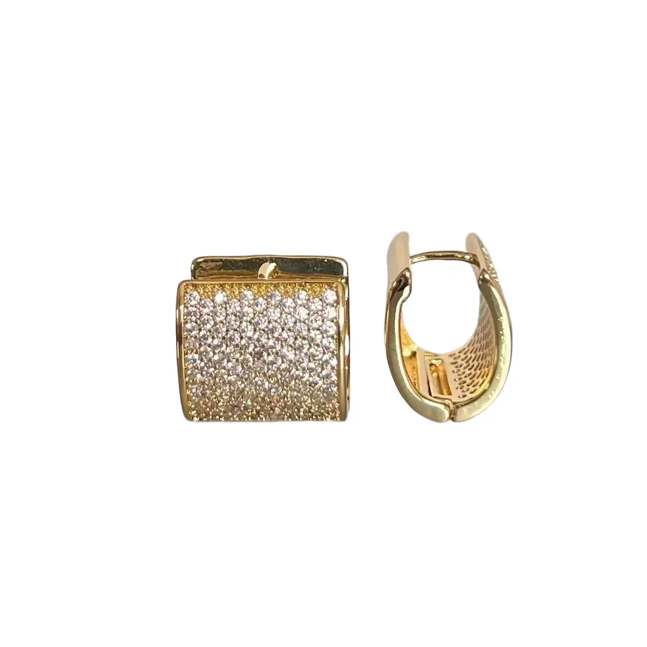 Pave Simulated Diamond Hoop Earrings