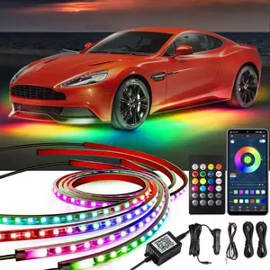 Underglow Kit, RGB-IC Under  Lights With Dream Color Dancing Chasing, 213 Scene Modes, App and Remote Control, 5  Modes LED Lights for