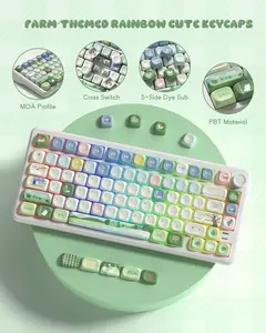 Womier MOA Profile PBT Keycaps,133Keys Cute Style Keycap Set,Dye-Sublimation Rainbow Theme for Most 60% 65% 75% 80% 100% US Layout Cherry MX Switches Mechanical Keyboard