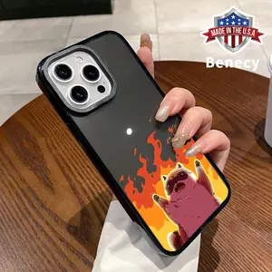 Phone case for iPhone 16 Pro Max 15 Plus 14 13 12 11 Raccoon in Flames Non-Yellowing Shockproof Soft Silicone Transparent Cover