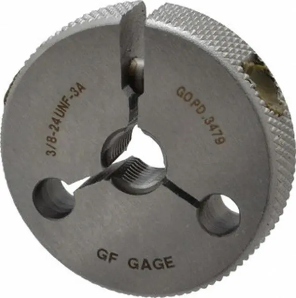 GF Gage Threaded Ring Gage - 3/8-24 UNF Thread, Class 3A Go, Manufacturer Part # R0375243AGK