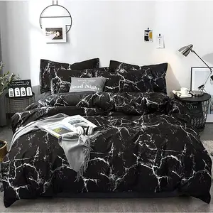 - Full Black Marble 3 Comforter - Includes 1 Comforter, 2 Pillow Covers,,, Luxurious, Unisex, Seasons, Machine Wash