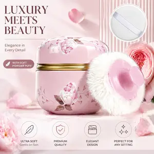 3.15" Portable Empty Body Powder Container with Puff – Refillable Travel Powder Box for Women, Loose Dusting Powder Case with Lid, Leak Proof for Bath, Travel, Home Use tiktokshopspringglowup,summervibes summervibes