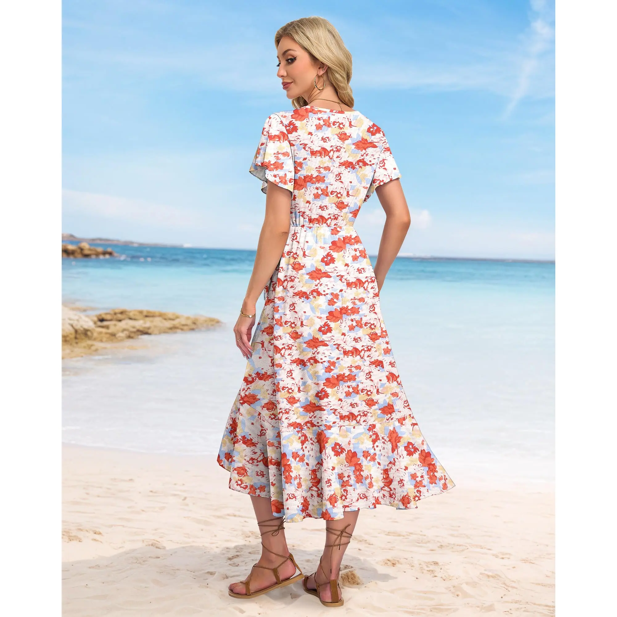 AUSELILY Women Summer Midi Dresses Wrap Short Flutter Sleeve V Neck Boho Slit Flowy Ruffle Dress Wedding Guest Dresses - TikTok Shop AUSELILY Women Summer Midi Dresses Wrap Short Flutter Sleeve V Neck Boho Slit Flowy Ruffle Dress Wedding Guest Dresses - TikTok Shop